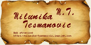 Milunika Tešmanović vizit kartica